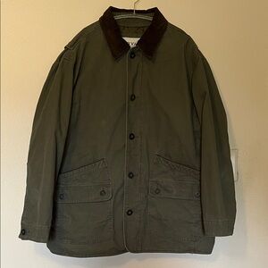 Men’s Olive Chore Coat with Brown Corduroy Collar